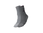 Une paire de chaussettes de sport grises avec logo et texte violets.