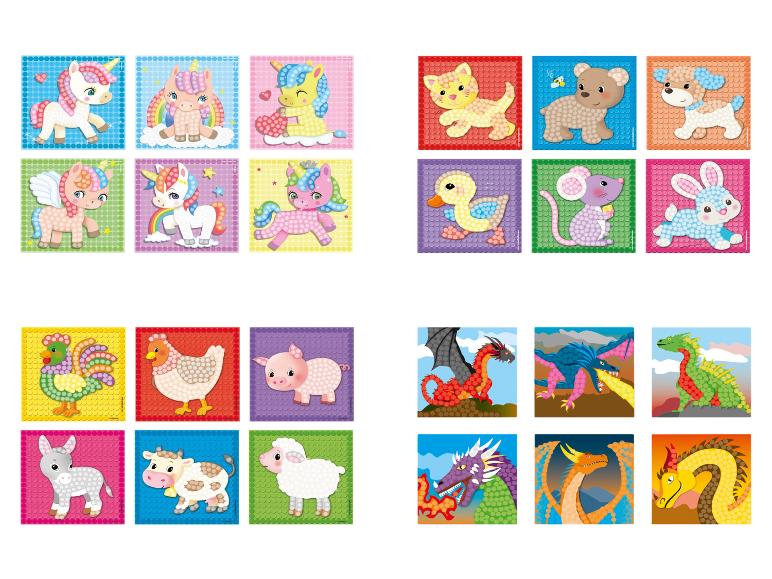 Jeu de mosaïque pour enfants avec des licornes, des animaux de ferme et des dragons.