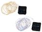 Deux guirlandes lumineuses solaires LED: une blanc chaud, une multicolore.
