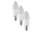 Trois ampoules LED en forme de bougie.