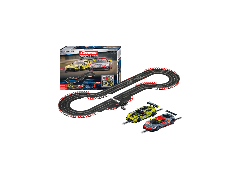 Circuit de course Carrera Digital 132 Grid Master avec deux voitures et boîte.