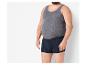 Sous-vêtements homme : débardeur gris et boxer bleu marine.