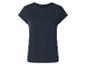 T-shirt femme bleu foncé à manches retroussées