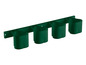 Un porte-outils mural vert avec quatre compartiments.