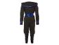 Un costume de ninja noir avec des accents bleus.