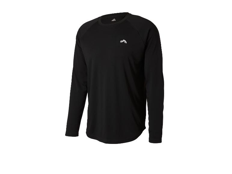 T-shirt de sport noir à manches longues CRIVIT avec logo blanc sur la poitrine.