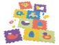 Tapis de puzzle en mousse colorés avec des formes d'animaux et de véhicules
