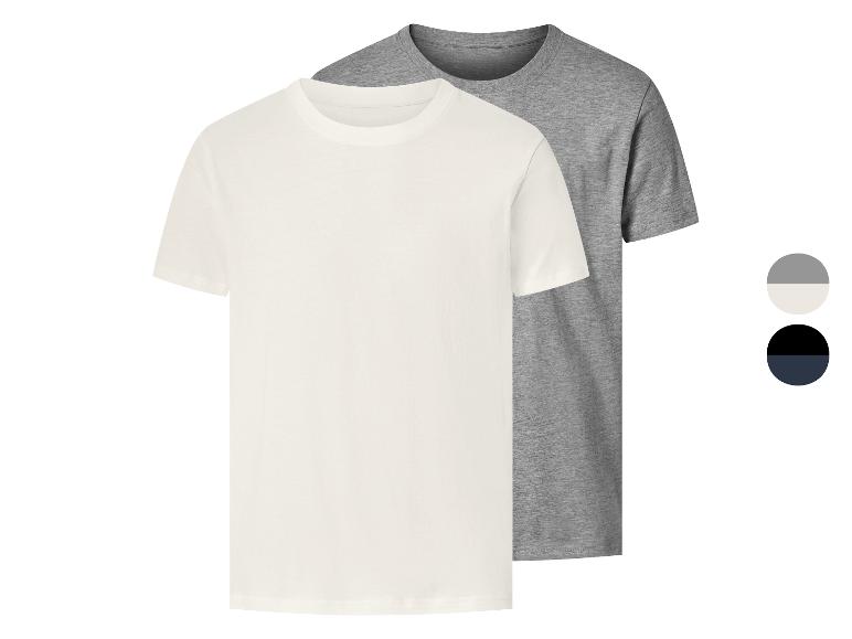 Deux t-shirts à manches courtes pour hommes, un blanc, un gris, avec des options de couleur.