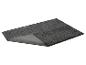 Tapis de bain gris foncé, texture moelleuse.