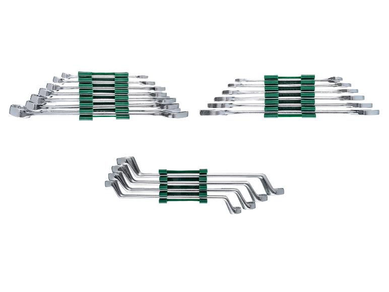 Trois jeux de clés mixtes argentées avec des supports verts.