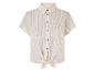 Chemise à rayures roses et blanches à nouer.