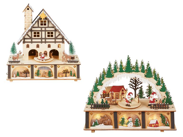 LIVARNO home Décorations de Noël en bois avec éclairage LED.
