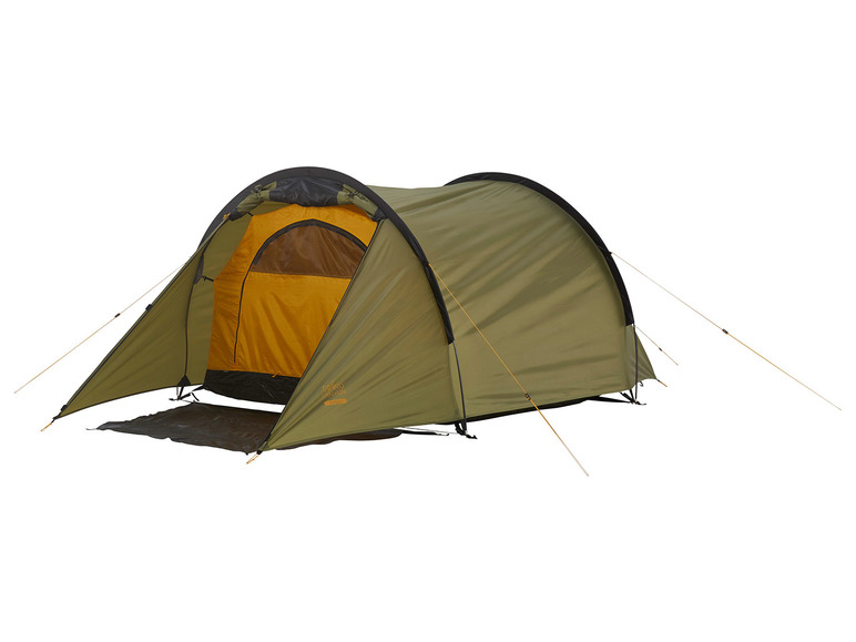 Une tente verte Decathlon pour le camping.