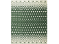 Couverture verte avec motifs de Noël blancs et flocons de neige.