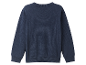 Pull bleu marine en tricot pour enfant.