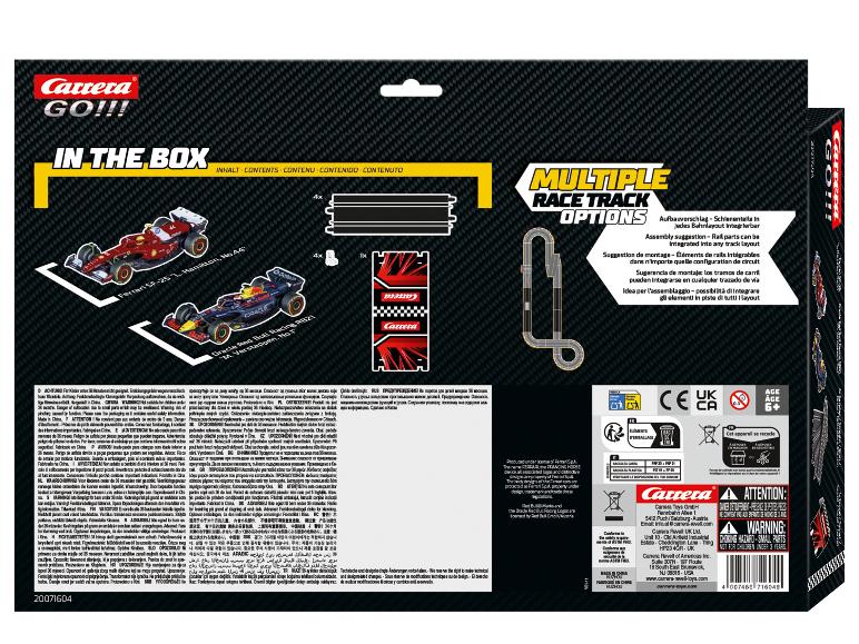 Boîte du kit d'extension Carrera GO!!! montrant des rails et des voitures.