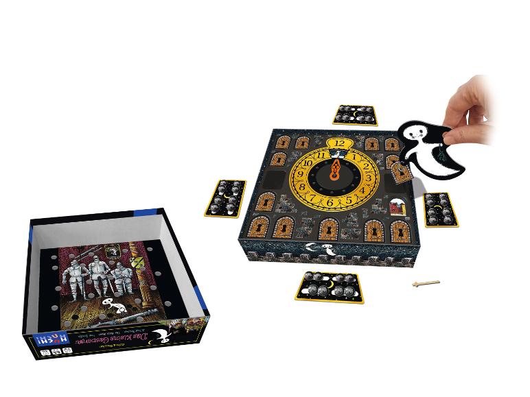 Jeu de société Das kleine Gespenst : plateau de jeu, fantômes et chevaliers.