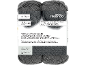 Deux pelotes de fil à chaussettes gris foncé 6 brins, 2x 75g, avec instructions de tricot.