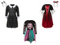 Trois costumes d'Halloween pour filles : un squelette, un vampire et une sorcière.
