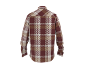 Chemise à carreaux rouge, beige et marron, vue de dos.