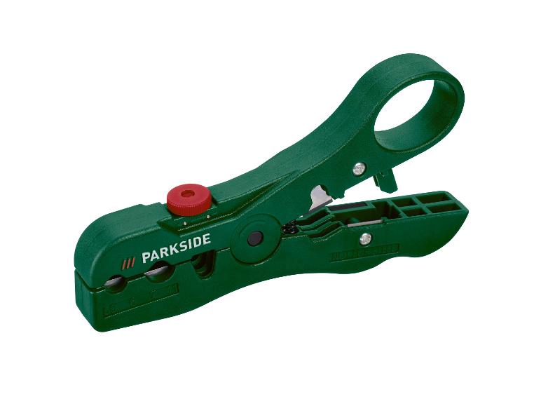 Pince à dénuder verte Parkside avec ajusteur rouge