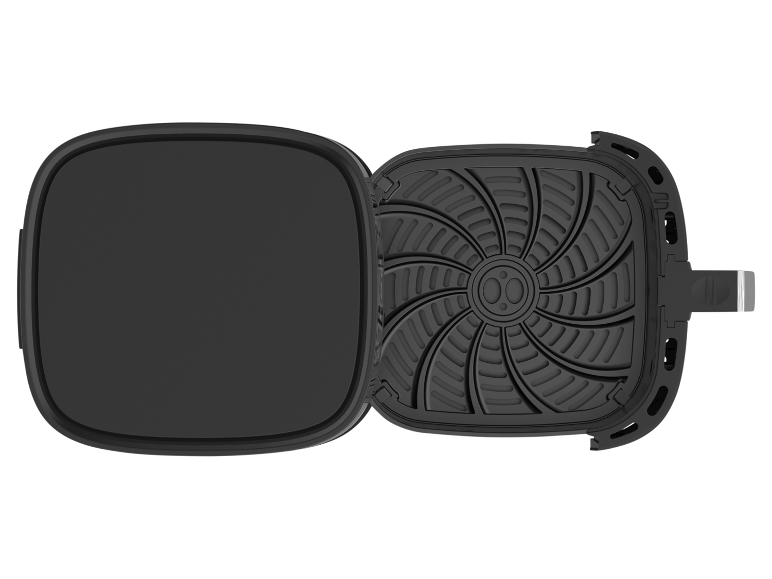 Plateau de friteuse à air ouvert, montrant sa conception.