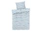 Parure de lit rayée bleu et gris : housse de couette et taie d'oreiller.