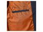 Doublure intérieure d'une veste avec un tissu orange et une poche bleu foncé