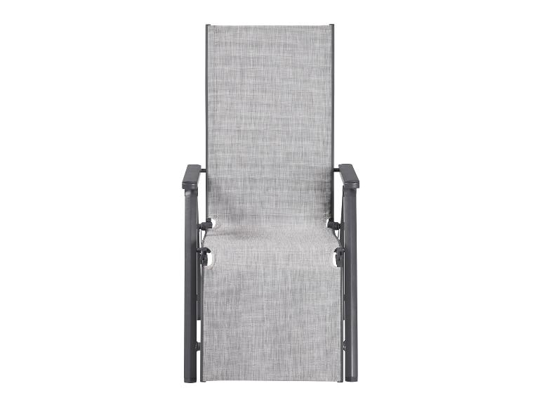 Chaise longue de jardin pliable gris clair avec accoudoirs