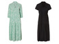 Deux robes : une verte à imprimé et une noire.