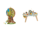 Arbre d'activités et table de jeu en bois LUPILU® sur le thème de la forêt.