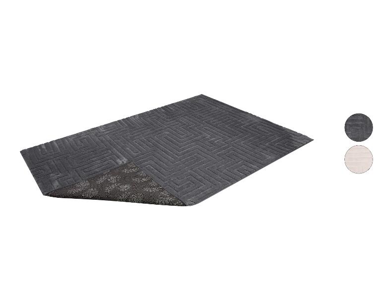 Tapis de bain gris foncé à motif géométrique et envers antidérapant, avec échantillons de couleur