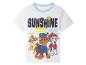T-shirt enfant blanc avec Chase, Marshall et Rubble de Pat' Patrouille, inscription "Sunshine Mode".