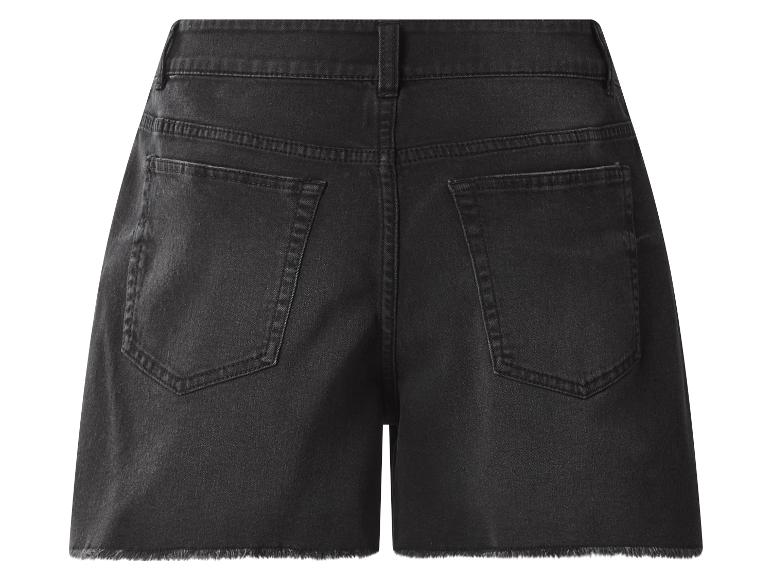 Short en jean noir avec ourlet effiloché, vue arrière
