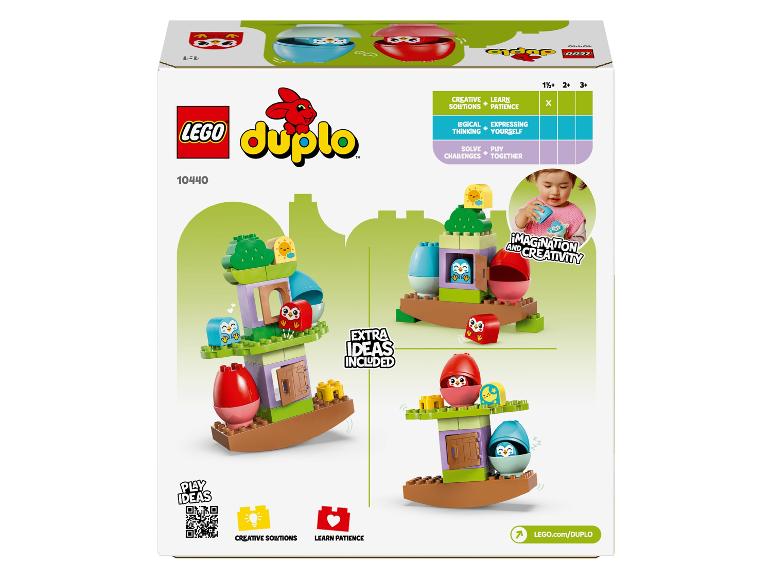 Boîte Lego Duplo avec le set 10440, présentant des hiboux et des idées de jeu.