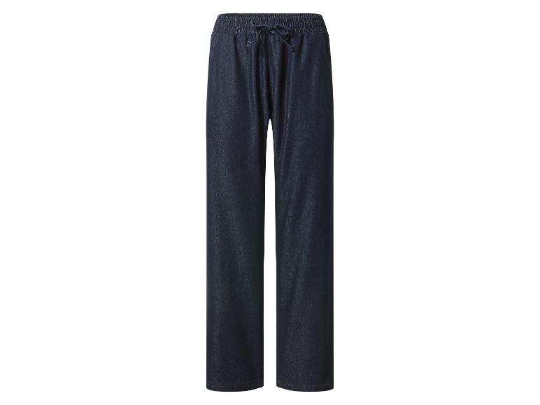 Pantalon en jean bleu foncé avec taille élastique et cordon de serrage