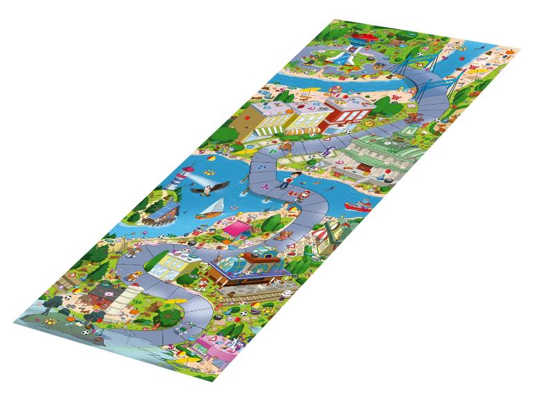 Jeu de société Pat' Patrouille avec des scènes de ville, de rivière et de plage.