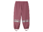 Pantalon de pluie rose avec détails réfléchissants.