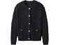 Cardigan en maille noir à manches longues avec boutons argentés.