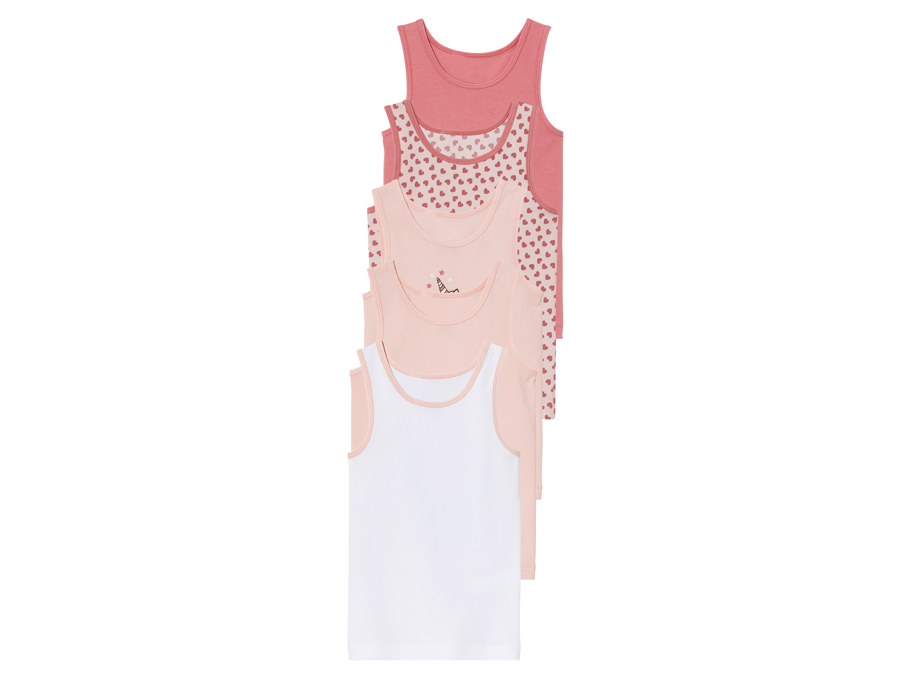 lupilu® Lot de 5 débardeurs petite fille (6-8 ans, rose clair/rose foncé/blanc)