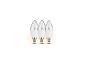 Trois ampoules LED en forme de bougie blanches.
