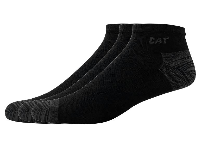 Trois paires de chaussettes CAT noires avec des accents gris.