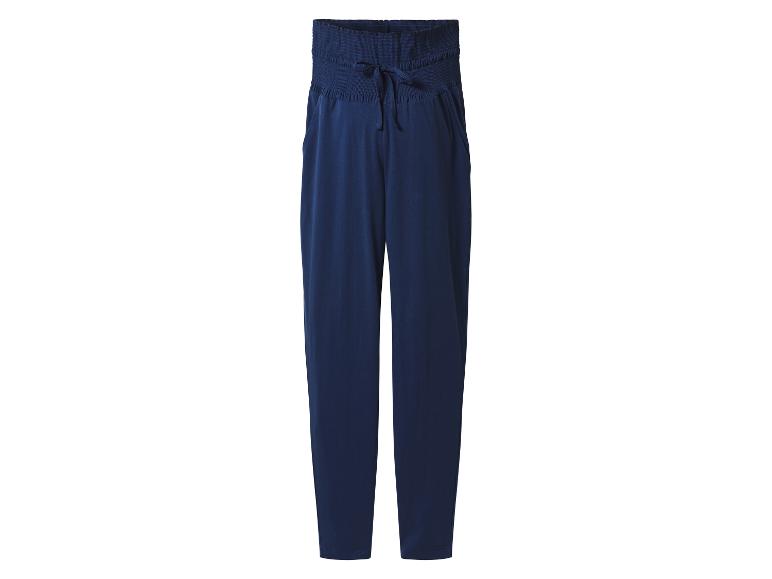 Pantalon de survêtement bleu marine avec taille élastique et cordon de serrage.