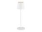 Lampe sur pied blanche au style moderne et épuré.
