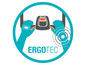 Logo Ergotec avec des mains sur un volant, une avec des douleurs au poignet