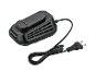 Chargeur de batterie noir avec prise et câble.