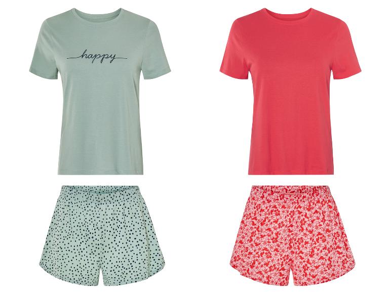 Pyjamas en coton : hauts et shorts, motifs pois et fleurs.