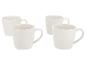 Quatre tasses en céramique blanches avec anses, disposées en deux rangées.