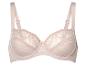 Soutien-gorge beige en dentelle et microfibre.