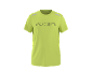 T-shirt de sport vert citron avec logo sur la poitrine et détails réfléchissants.